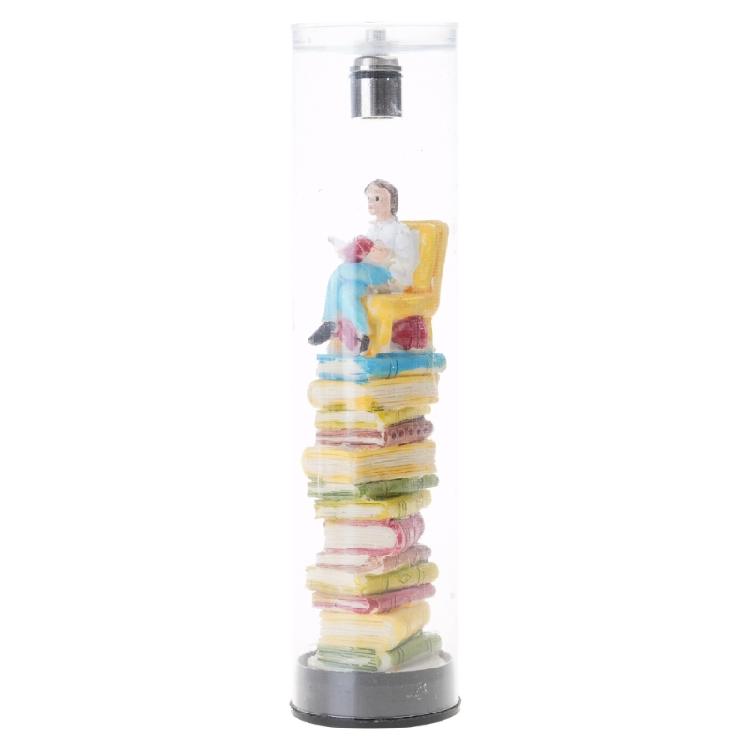 

Resins Miniature Book Lover Library Figurine Nightlight With Soft Glowing LED Lamp For Bedroom Library Office Decors