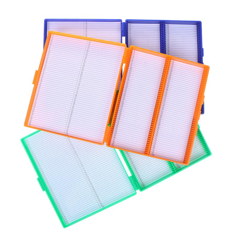 1PCS 4 Colors Plastic Rectangle Hold 100 Microslide Slide Microscope Box Laboratory Supplies Material Teaching