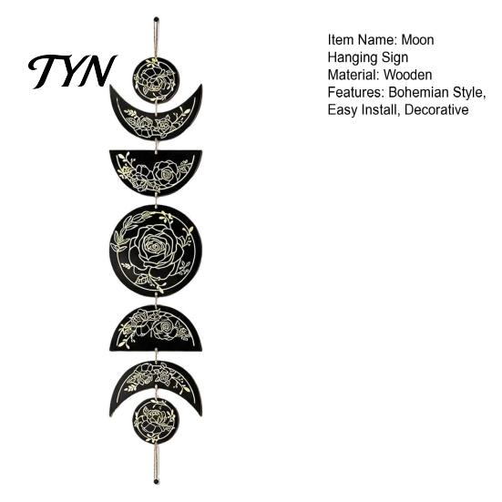 Boho Style Wall Hanging Decor Decoration, Moon Phases Art, Minimalist Star Phase Wood Panels Gothic Witchy Door Pediment Pediments Sign for Room Home