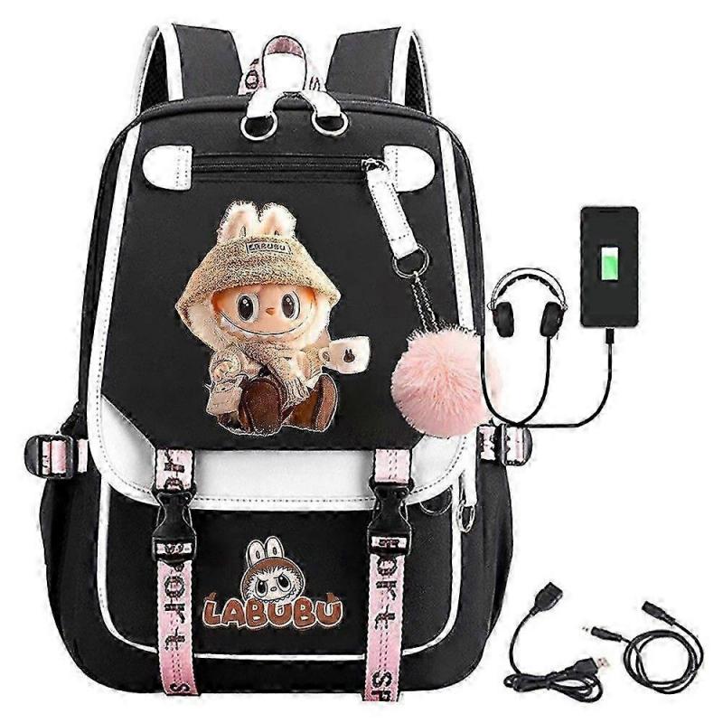 Labubu Backpack Cartoon Elementary School Bag Schoolbag For Men Women Kids 18inch