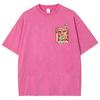 Do Old Vintage Washed Denim Color Round Neck Short Sleeve T-shirt  Unisex Casual Pattern Letter Print Loose Tops