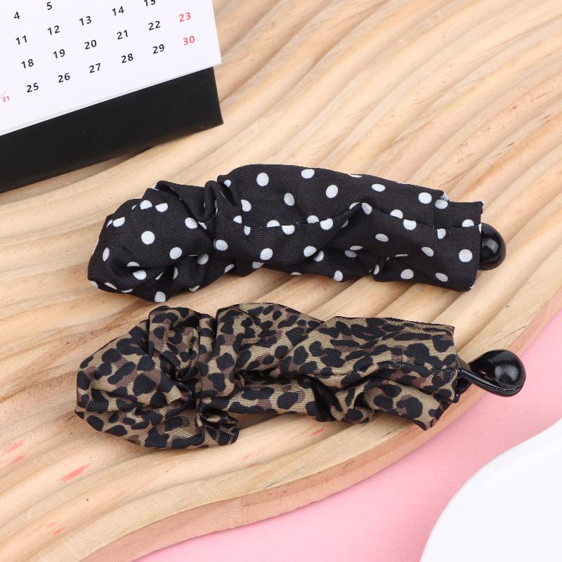 Vintage Leopard Print Dot Plaid Banana Hair Clip For Women Girls Sweet Hair Ornament Hairpin Fashion Hair Accessories Gift