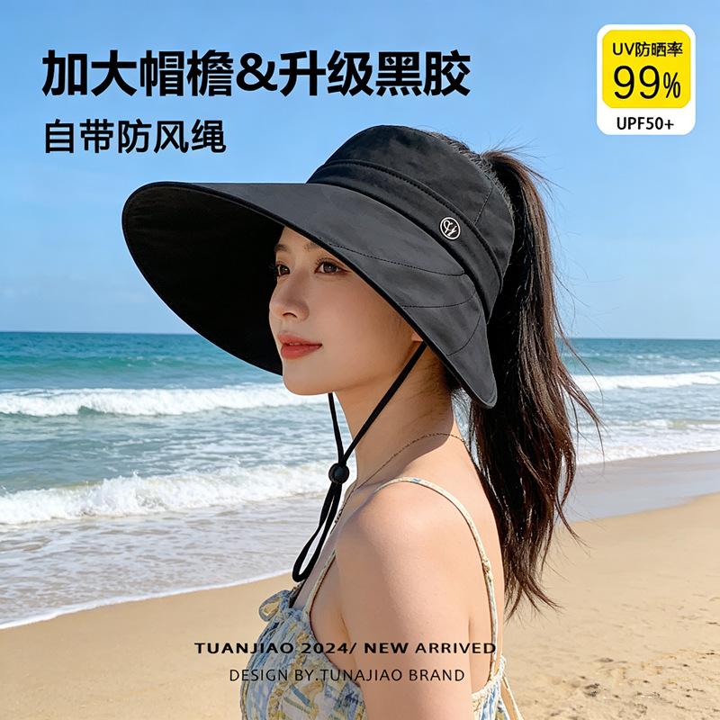 

Sunscreen big brim new windproof ultraviolet vinyl summer sun hat bucket hat outdoor cycling sun hat Adjustable чёрный