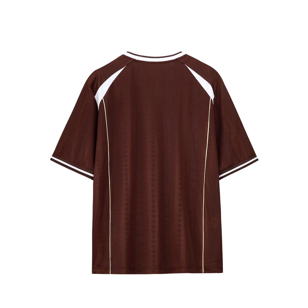 Anta Fan Zhendong Series Knitted Short Sleeve Comfortable T-Shirt Unisex Tops Glazed-Brown 172638104R-3