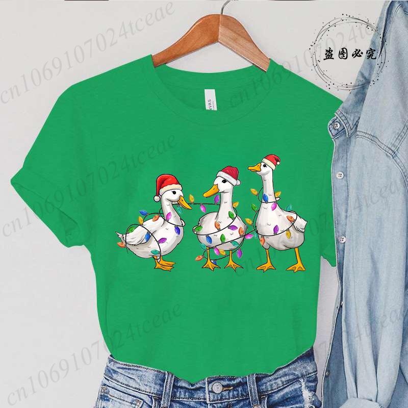 Fashion Funny Just A Goose Duck Xmas Print Tshirt Unisex Short Sleeve Tshirts Christmas Goose Unisex Summer Unisexs Clothing