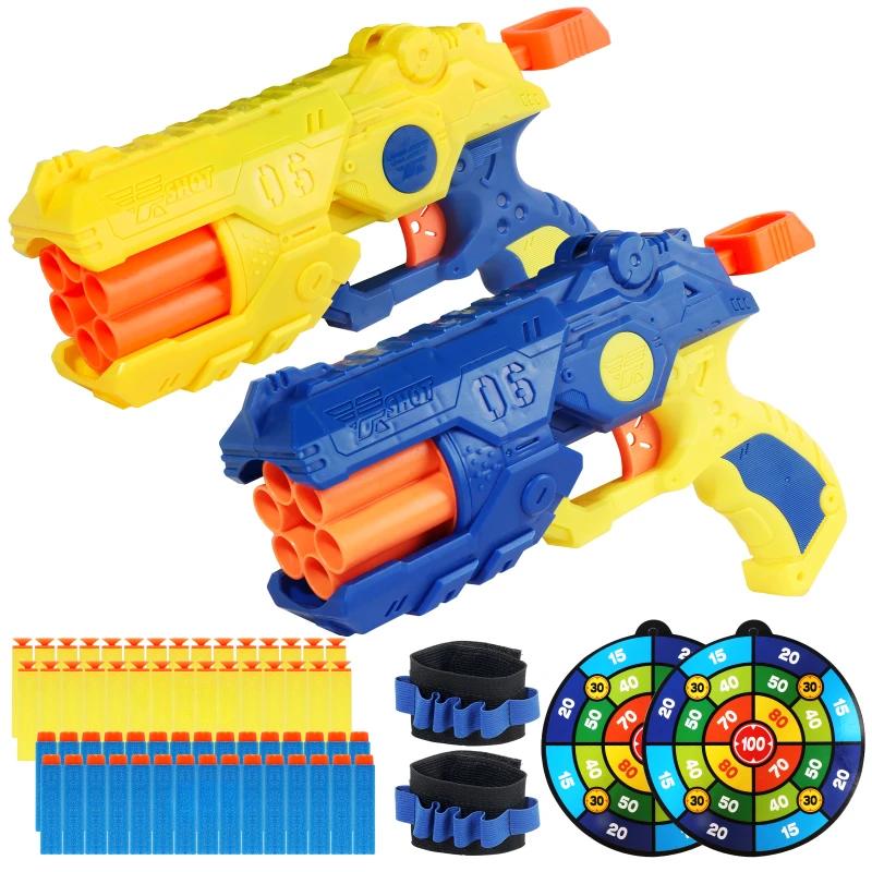 Children Manual Gun 4/6-S Soft Bullets Toy Gun Kits Long Range Dart Blaster Boys Shooting Toys Pistol Gun Kids Xmas Gifts