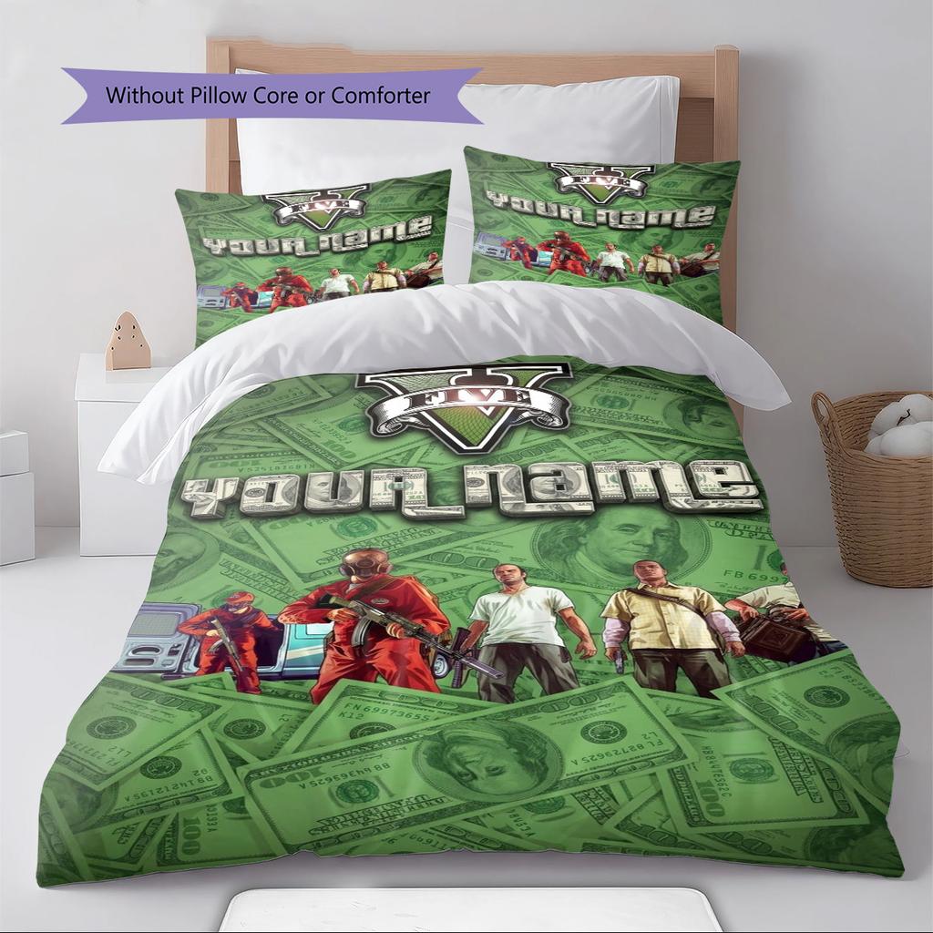 Name Custom Gta Pattern Bedding Set Quilt Cover Pillowcase Home Decor Gift (1 * duvet cover + 2 * pillowcase, without core)