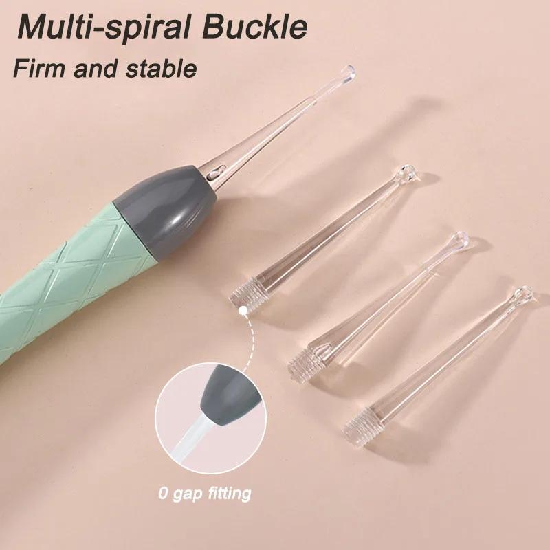 Luminous Ear Spoon USB Ear Cleaner Spoon Ear Wax Picker Removal Cleaning LED Light Nose Clip Children Adults Ear Care Tools Kit