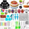 489/493-Piece Cake Decorating Kit With Turntable Piping Tips TPU Bags Scrapers Layer Cutter Home Bakery