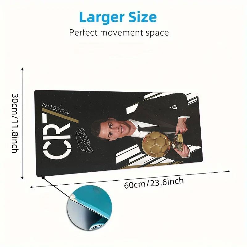 CR7 Mouse Pad, Large Gaming Desk Mat, Non-slip XXL Mousepad for Laptop & Tablet, Mini PC Playmat with Stitched Edges