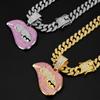 Men's European & American Hip-Hop Cuban Chain Necklace with Lip Pendant & Full Diamond Zinc Alloy.