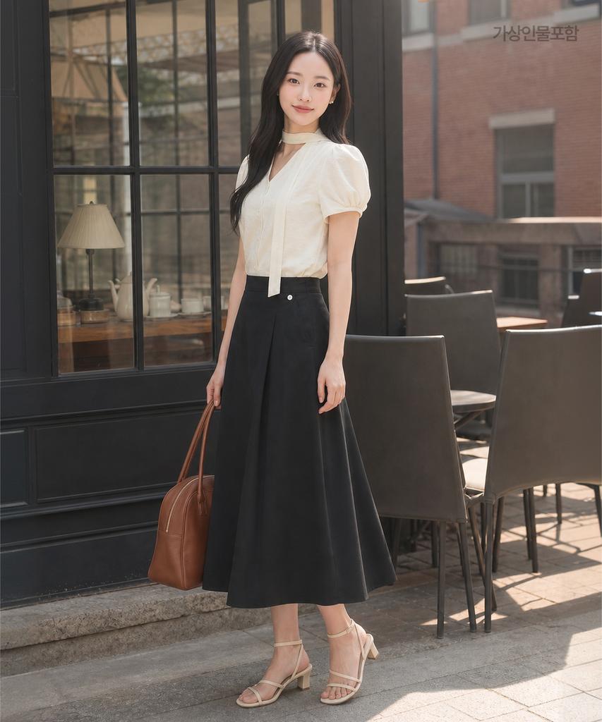 Roem Tuck Detail A-Line Long Skirt Rmwhg25R14