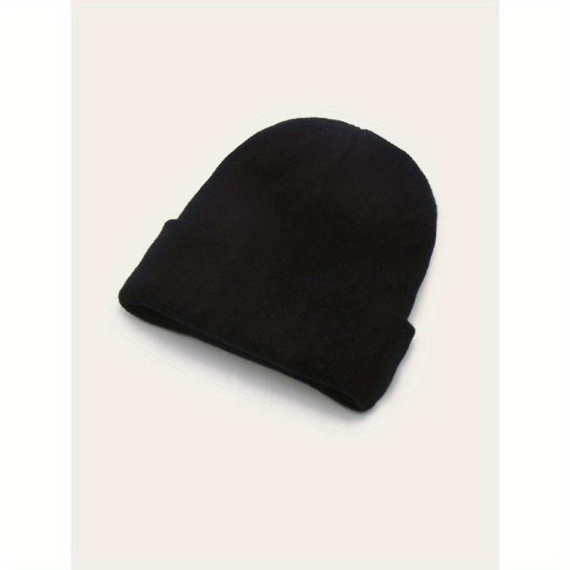 

Минималистичная однотонная шапка-бини, повседневная зимняя осенняя вязаная шапка для улицы, сохраняющая тепло one-size чёрный