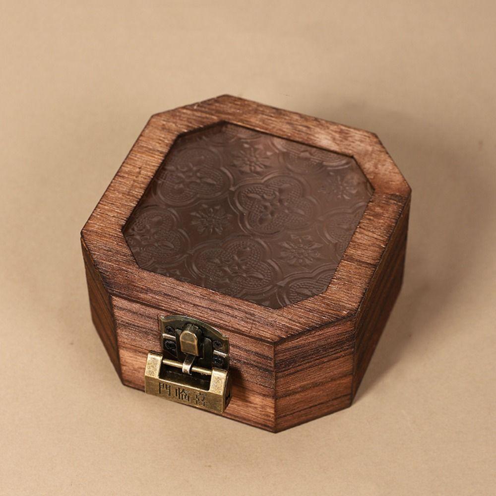 With Lock Wooden Jewelry Storage Box Portable Treasure Decorative Box  Home Decoration