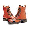 Johnature Short Boots Vintage Genuine Leather Solid Color Comfortable Handmade Women Shoes