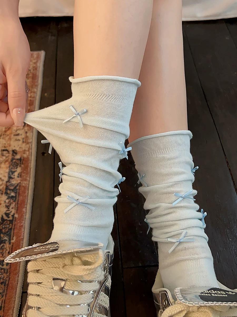 

Women s Grey Ballet-Style Slouch Socks, Calf-High, Pure Cotton, Spring to Autumn, Miu Series. One Size
