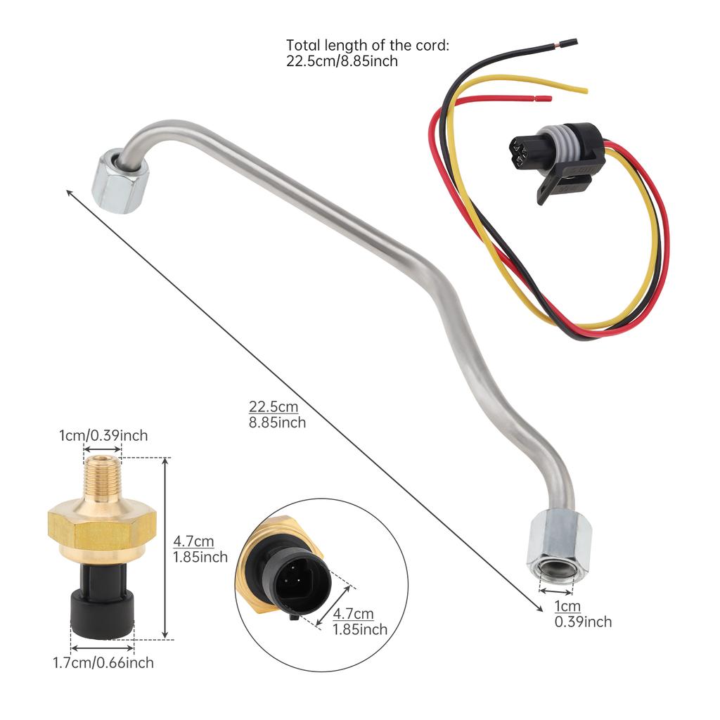 Exhaust Back Pressure Tube Sensor  Fit for 3C3Z9D477BA 598-113 1840078C1,With Wire Kit Fit And1 Pair of Gloves
