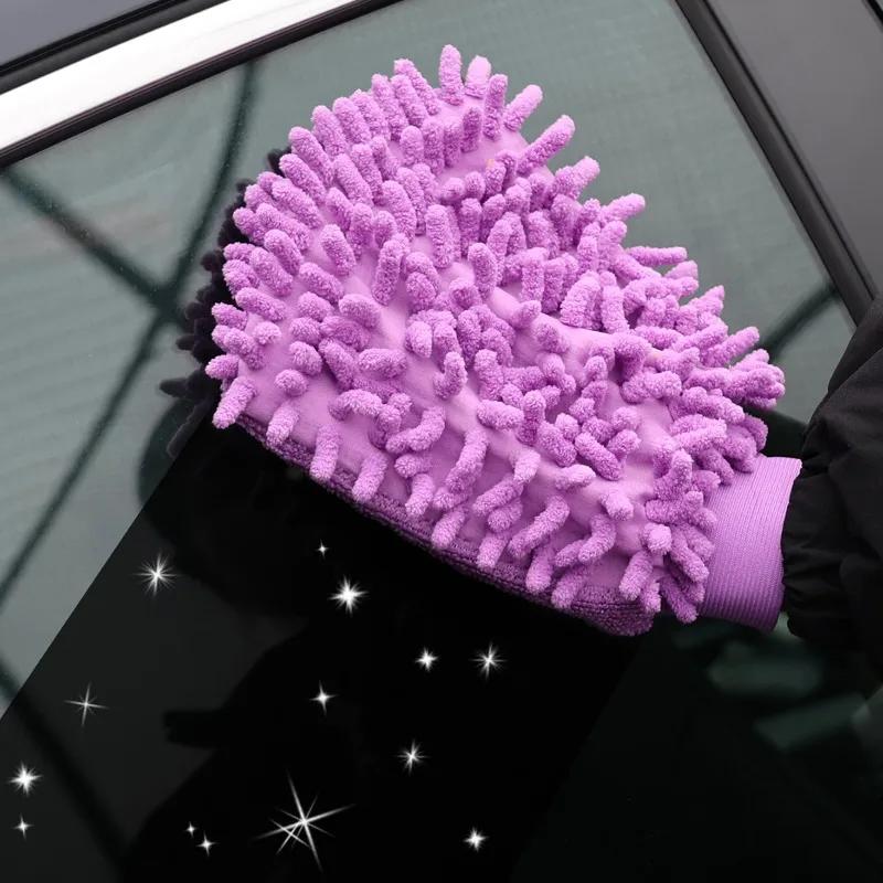 1/2pcs Microfibre Cars Wash Gloves Chenille Coral Velvet Soft Car Wipe Towel Washable Thickened Gloves Auto Cleaning Accessories