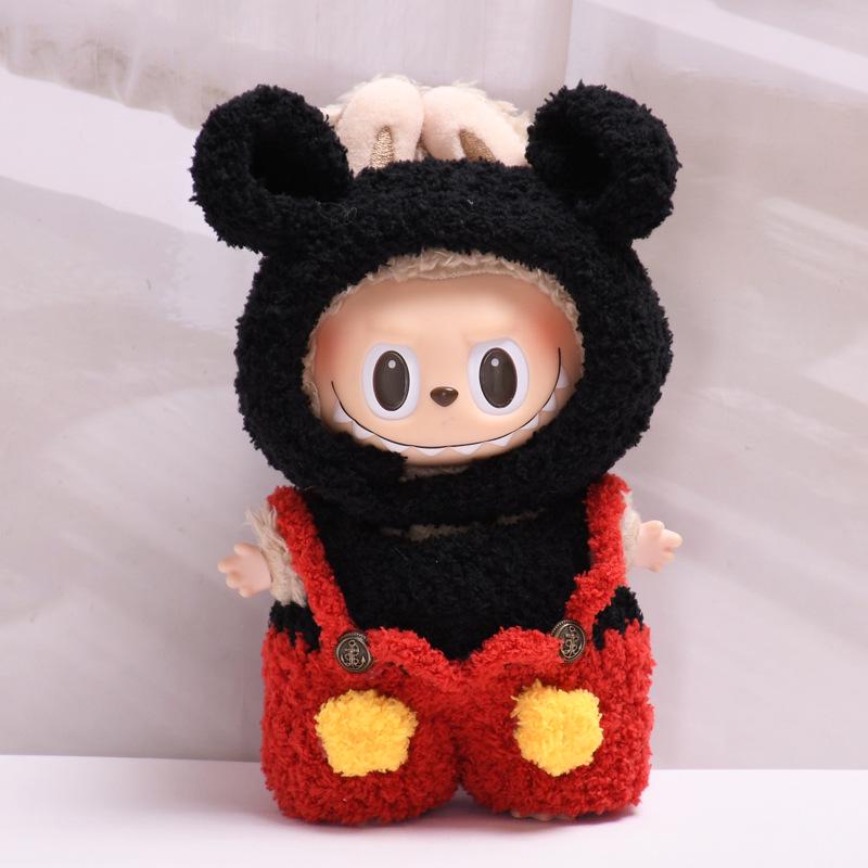 17cm Labubu Changeable Plush Set: Frog, Pig, Pendant, Snowman Doll Outfits for Christmas