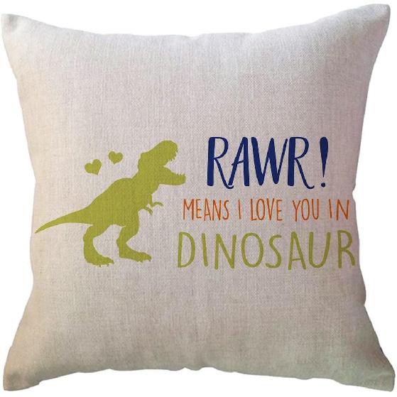 Dinosaur Lumbar Throw Pillow Covers Rawr Means I Love You Pillow Case Dinosaur Gift for Dinosaur Lover Dinosaur Room Decorative Rectangular/Waist 18 x 18 (Pack of 1)