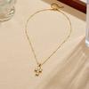 Gold Plated Stainless Steel Crystal Cross Pendant Necklace for Women