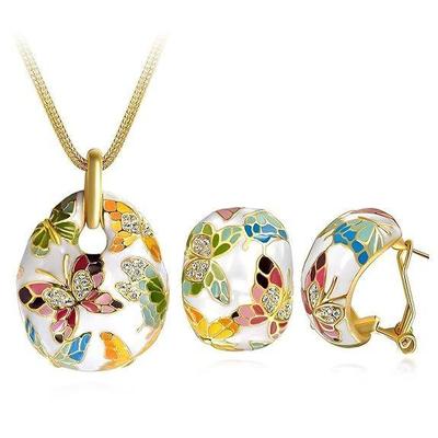 Jewellery Sets for Women Enamel Necklace Pendant Jewellery Set with Earrings For Girls/Women