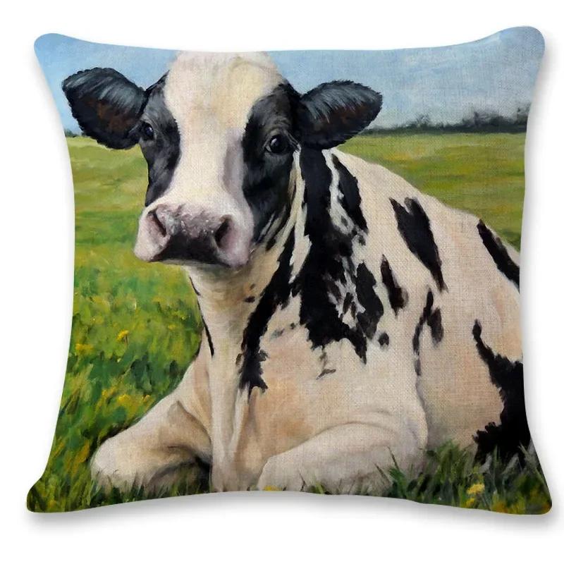 

Animal Cow Print Pillowcase Sofa Cushion Cover Couch Cotton Linen Pillow Cover Case Home Decor 45x45cm Fundas De Cojin 16x16Inch