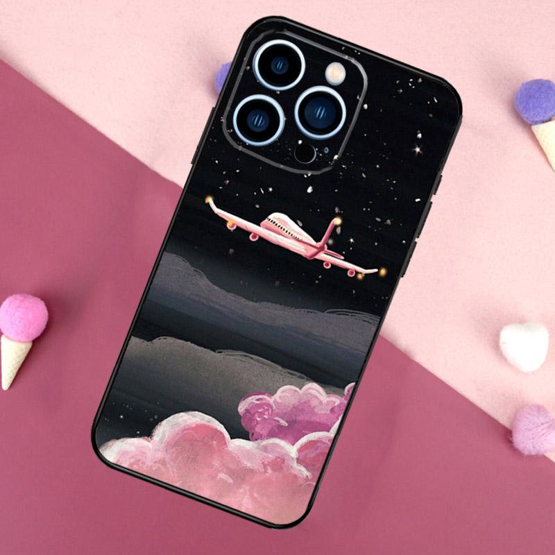 Black Moon Stars Space Astronaut Phone Case For iPhone 17 16 Pro Max 17 Air 16E 13 12 Mini 14 15 Plus 11 Pro Max Back Cover