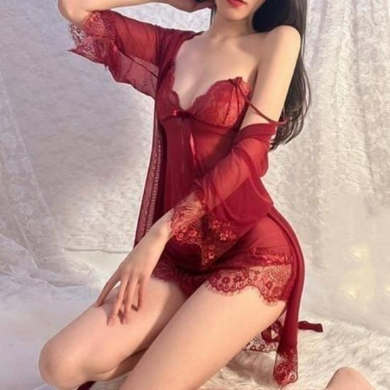 Damen Seiden-Spitzen-Strumpfhalter-Strümpfe & Bodycon-Rock Nachthemd Set - Sexy Zweiteiliger Pyjama 2023