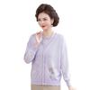 Spring 2026 Elegant Chinese-Style Knitted Two-Piece Cardigan Set for Middle-Aged & Elderly Women