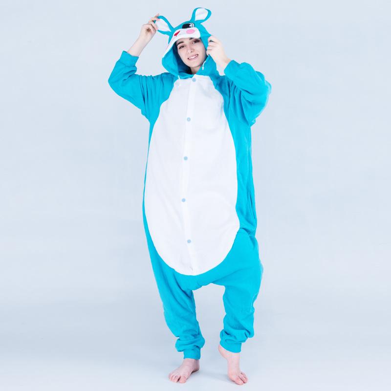Růžové Modré Zvířecí Kreslené Fleecové Onesie Pyžamo pro Páry - Podzimní/Zimní Kolekce