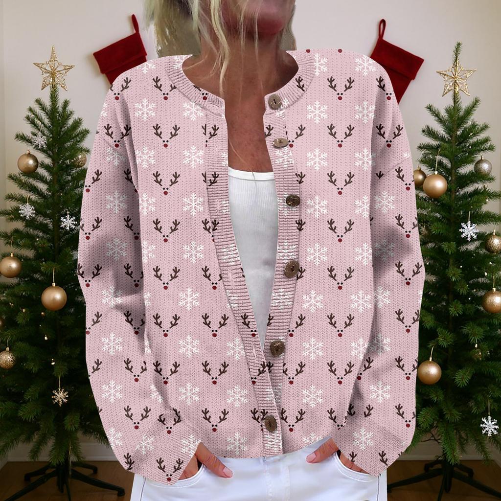 Women's Cardigan Long Sleeve Lightweight Fun Christmas Print Jacket