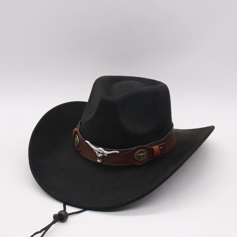 

Cow Head Suede Cowboy Hat Sunshade Sun Protection Hat Big Edge Top Hat Men S And Women S Jazz Hat One size fits all (j peach cow)