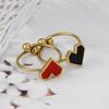 Fashion Stainless Steel Heart Shaped Rings For Women Classic Adjustable Size Gold Color Ring Wedding Party Jewelry