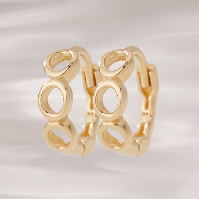 

JEWNEL 14K Twill Round Chain One-Touch Ring Earrings Earrings (1 pair)