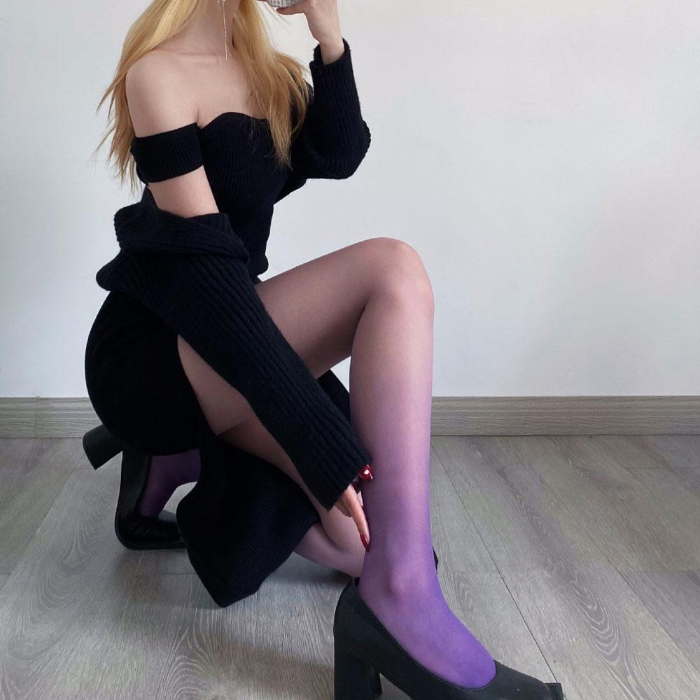 

Женские чулки градиентного цвета, сексуальные тонкие колготки в стиле Лолита и Харадзюку, нейлоновые колготки для девочек, вечеринок, клубных ночей One Size