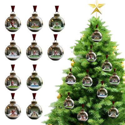 Santa Claus Stadium Glass Ball Ornament Christmas Tree Hanging Decor with Sports Theme Festive Holiday Home Decoration