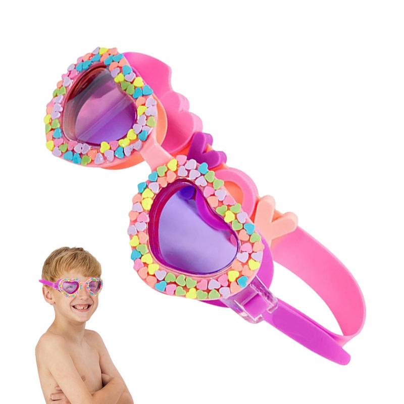 Occhialini da nuoto estivi impermeabili a forma di cuore in silicone anti-appannamento UV per bambini piccoli