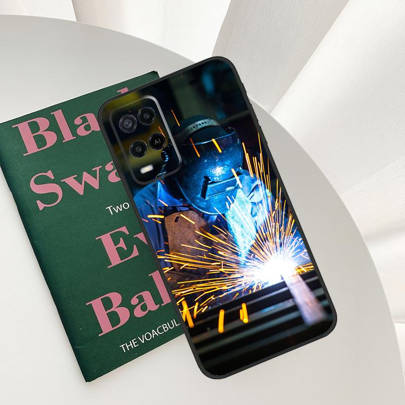Welder Welding Hot Metal Worker Case For Oppo A54 A74 A94 A54S A57S A15 A16 A17 A52 A72 A76 A96 A58 A78 A98 A77 A5 A9 Cover