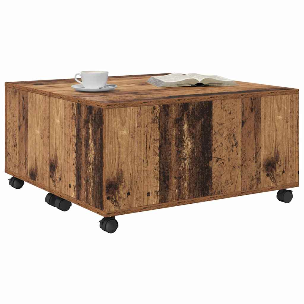 Coffee Table with Drawers Rustic Wood Look 75 x 75 x 38 cm Engineered Wood