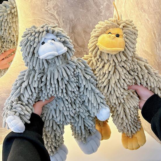 Gorilla Doll Hand Towel Chenille Fuzzy Animal Decorative Towel Absorbent Cute