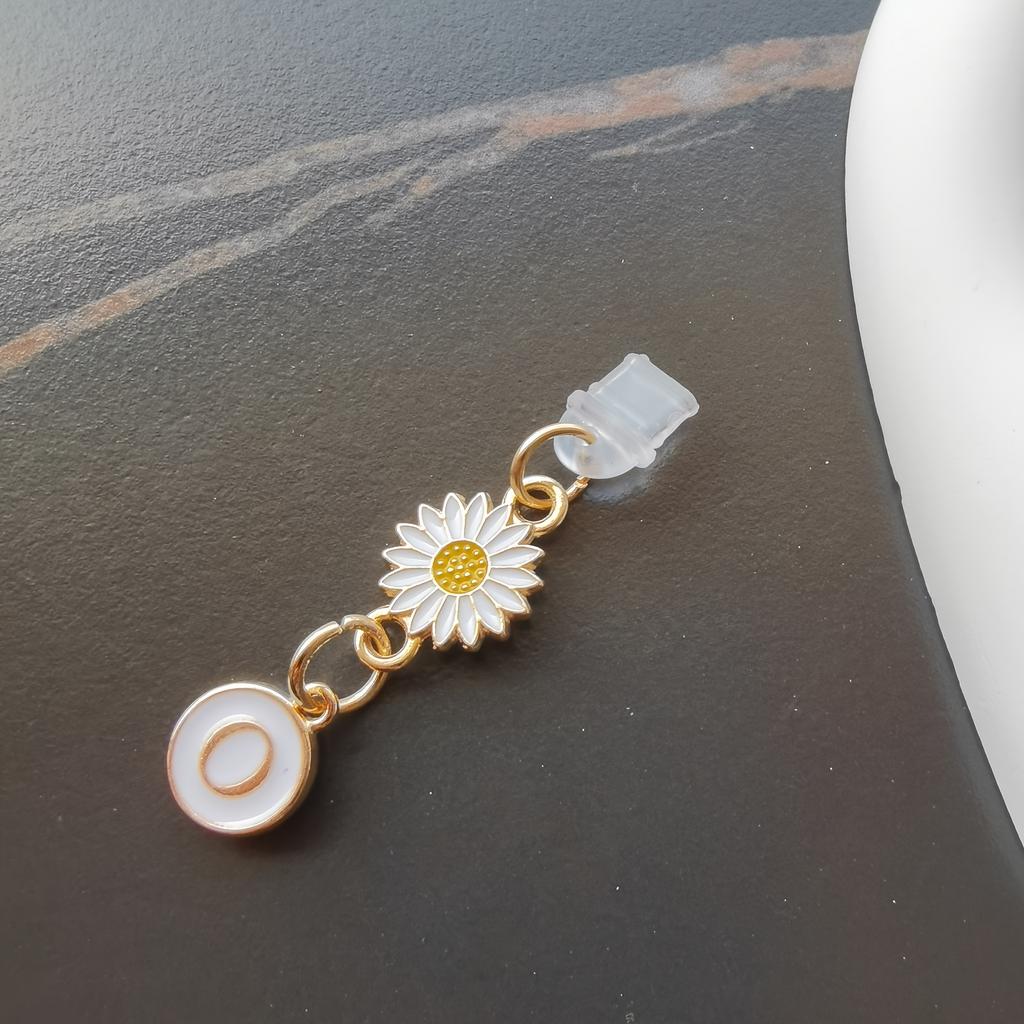 1 szt. Kreatywny stokrotka/słonecznik litera zatyczka przeciwkurzowa do telefonu komórkowego/europejskie i amerykańskie 26 wielkich liter A-Z zawieszka do telefonu komórkowego