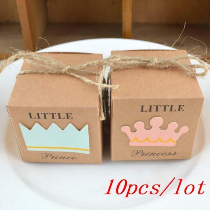 10ks/lot Evropská bonboniéra retro kraftový papírový podnos princ princezna bonboniéra párty dárková krabička DIY papírová krabička poslat jutový provázek