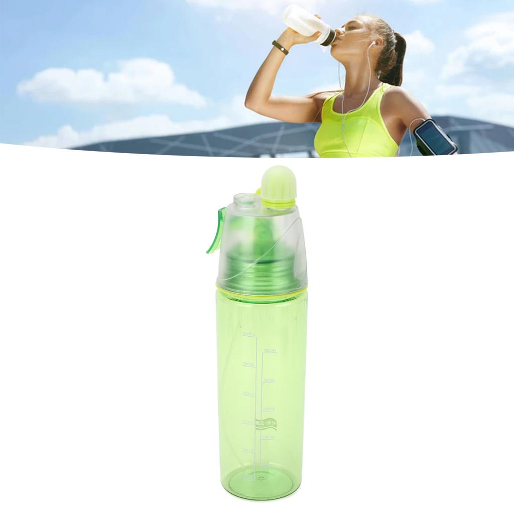Water Spray Bottle Clear Scale Large Capacity Plastic Bottle for Sports Hiking Picnic Green