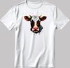 Color Cow Face  Characters Short Sleeve White-Black Men / Women's P324
