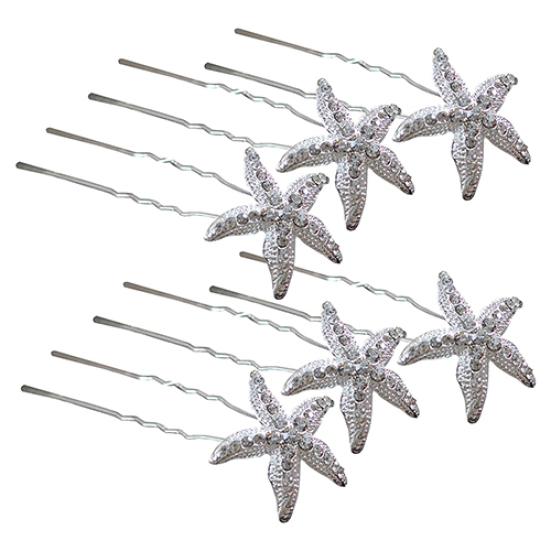 6 Pcs Starfish U Shape Braid Headwear Wedding Party Hairpin Hair Accessories