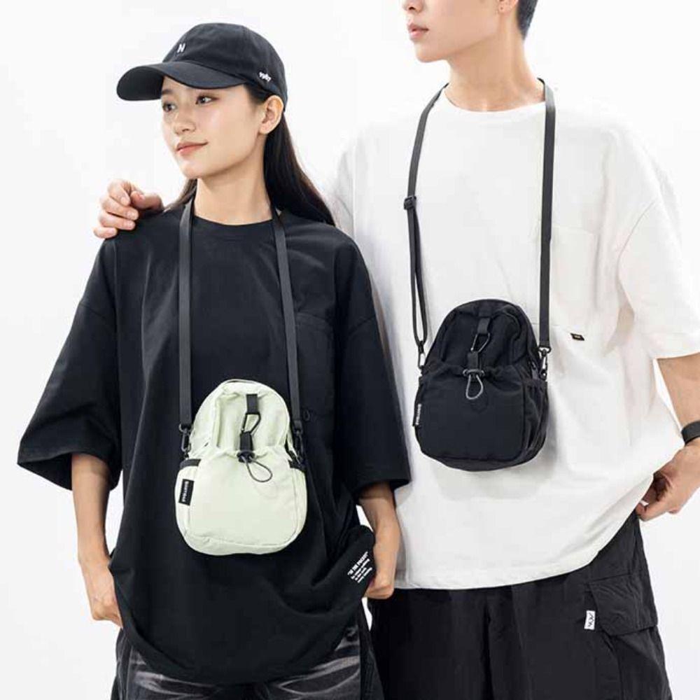 Coin Pouch Drawstring Crossbody Bag Sports Mobile Phone Pack Portable Nylon Shoulder Bag  Travel