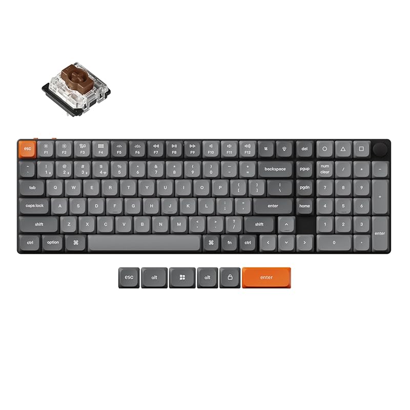 

[]Keychron K17 Max QMK/Launcher compatible wireless custom keyboard, 2.4GH/Bluetooth/wired compatible, US layout, White LED light, low profile Gateron