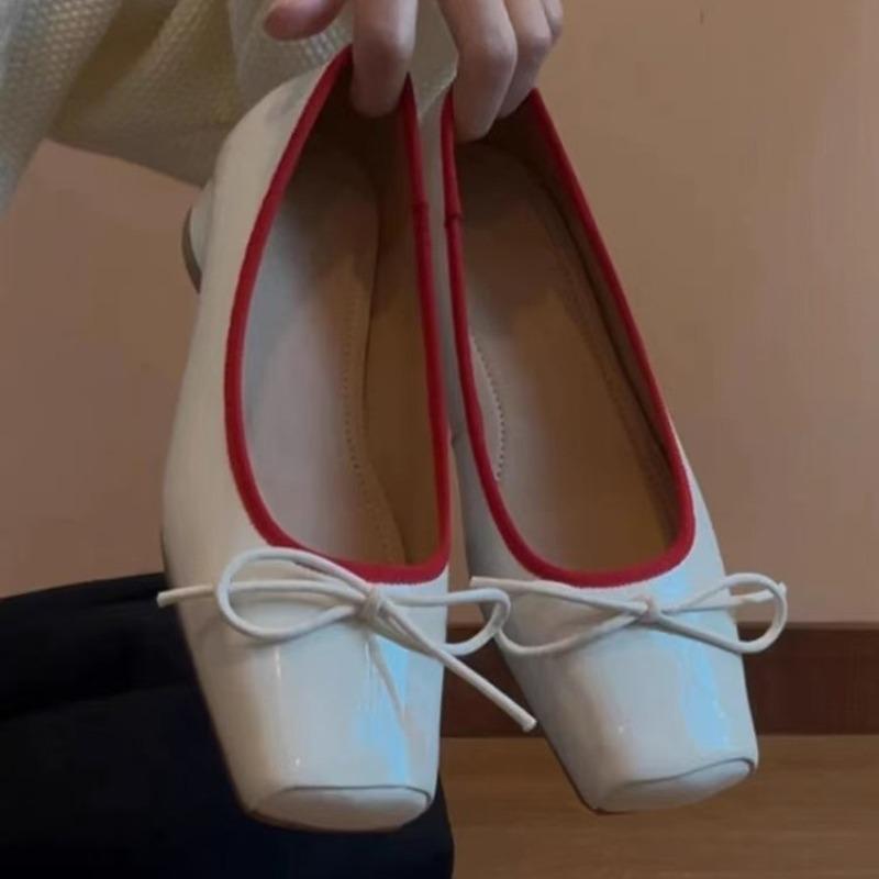 Patent Leather Fashion Mary Jane Shoes Women Pumps Shallow Women Shoes Bow Low Heel Elegant High Heels Female Zapatos De Mujer