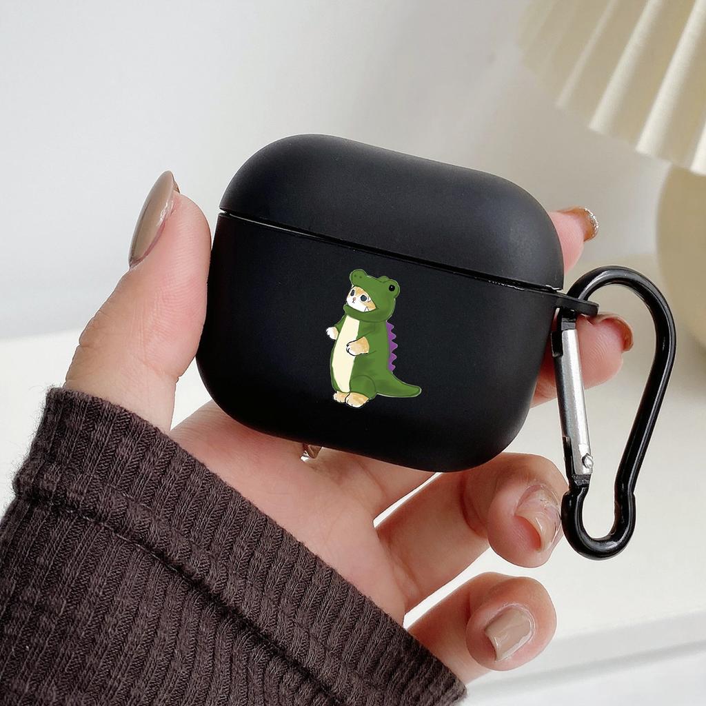 Cute Cartoon Animal Cat With Hook For Airpod Pro 3 Pro2 Black Protective Cover Soft Case for Apple Airpods 2 1 Earphone Cases